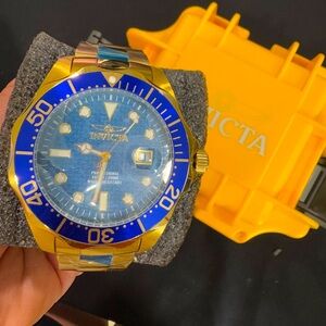 INVICTA Pro Diver Blue Cabon Dial Gold Ion-plated Men's Watch 14357